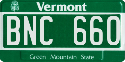 VT license plate BNC660