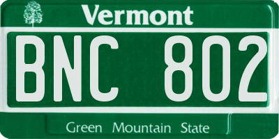 VT license plate BNC802