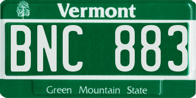 VT license plate BNC883