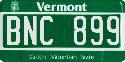VT license plate BNC899