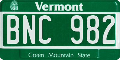 VT license plate BNC982