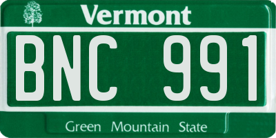VT license plate BNC991