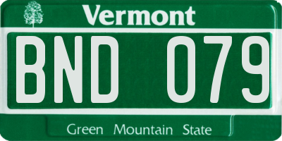 VT license plate BND079