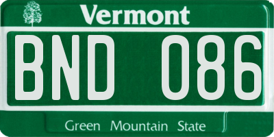 VT license plate BND086
