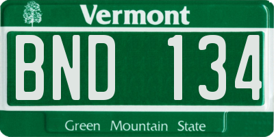 VT license plate BND134
