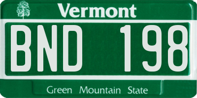 VT license plate BND198