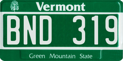 VT license plate BND319