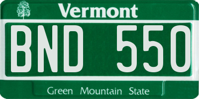 VT license plate BND550