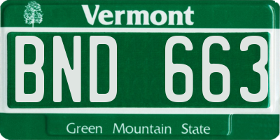 VT license plate BND663