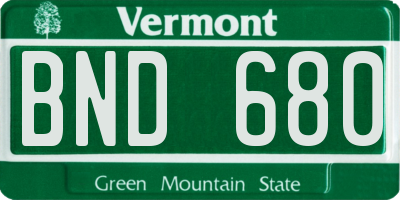 VT license plate BND680