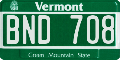 VT license plate BND708