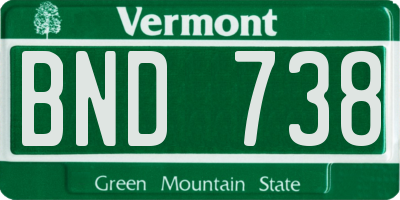 VT license plate BND738