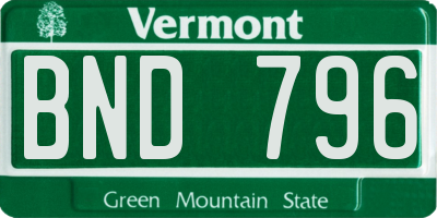 VT license plate BND796