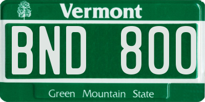 VT license plate BND800