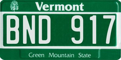 VT license plate BND917