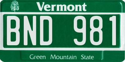 VT license plate BND981