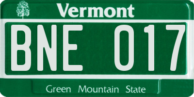 VT license plate BNE017