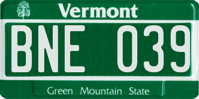 VT license plate BNE039