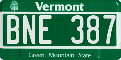 VT license plate BNE387