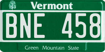 VT license plate BNE458
