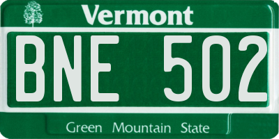 VT license plate BNE502