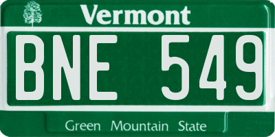 VT license plate BNE549