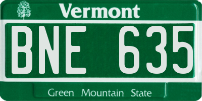 VT license plate BNE635