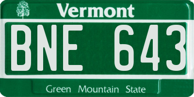 VT license plate BNE643