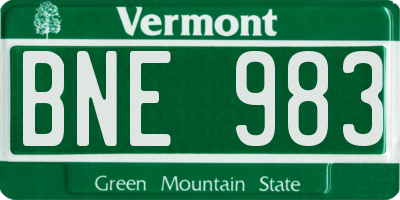 VT license plate BNE983