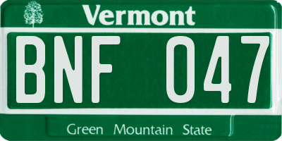 VT license plate BNF047