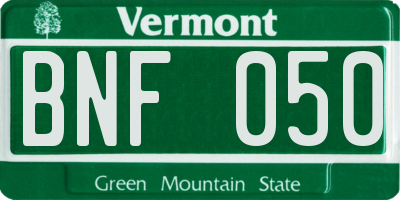 VT license plate BNF050