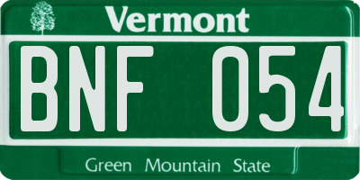 VT license plate BNF054