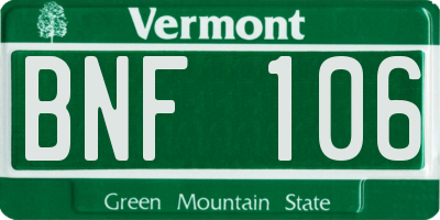 VT license plate BNF106