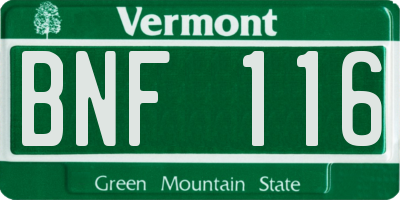 VT license plate BNF116