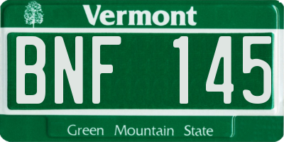 VT license plate BNF145