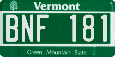 VT license plate BNF181