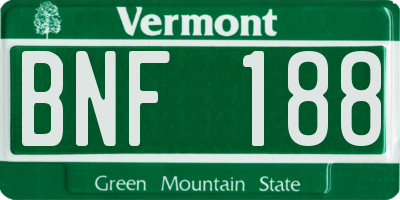VT license plate BNF188