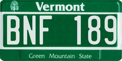 VT license plate BNF189