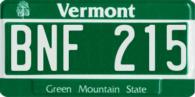 VT license plate BNF215