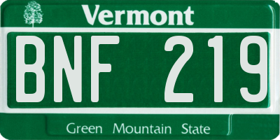 VT license plate BNF219