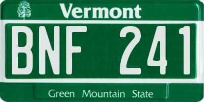 VT license plate BNF241