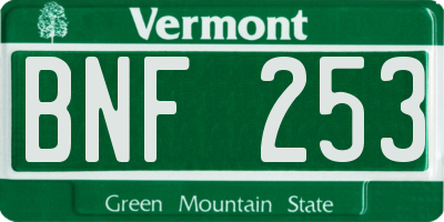 VT license plate BNF253