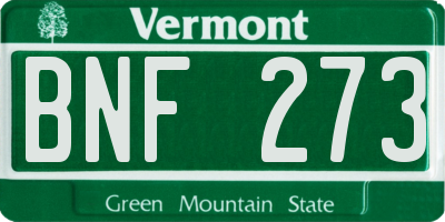VT license plate BNF273