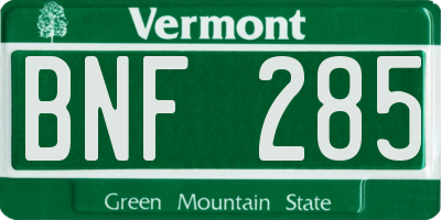 VT license plate BNF285