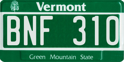 VT license plate BNF310