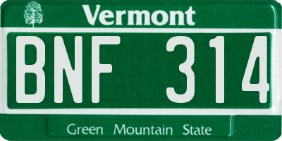 VT license plate BNF314