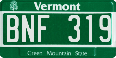 VT license plate BNF319