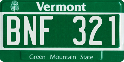 VT license plate BNF321