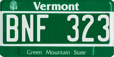 VT license plate BNF323