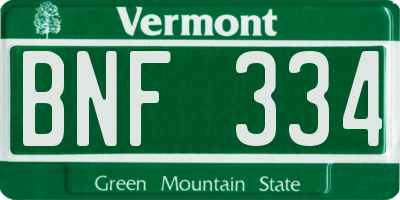 VT license plate BNF334